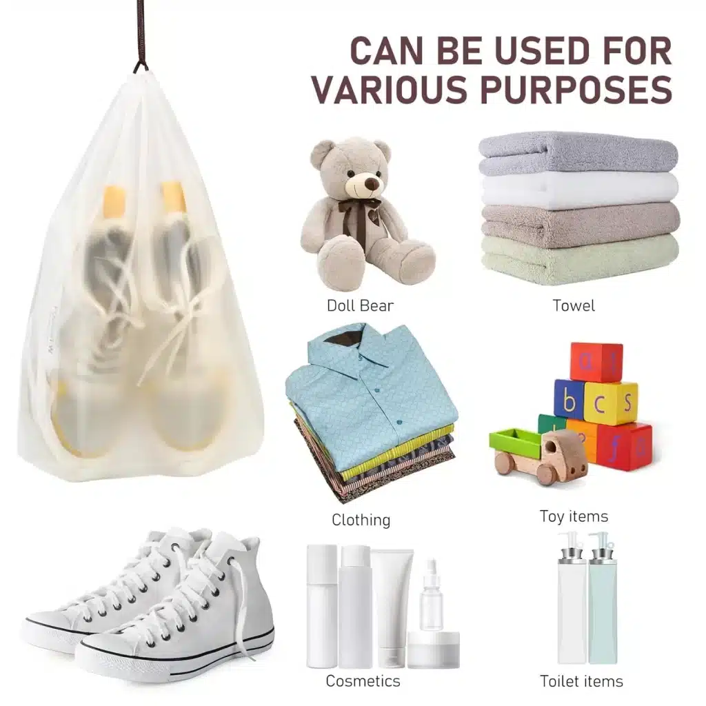 Clear Travel Shoe Bag Transparent, Waterproof Storage Organizer for Shoes Durable and Lightweight Perfect for Travel, Gym, and Daily Use (5)